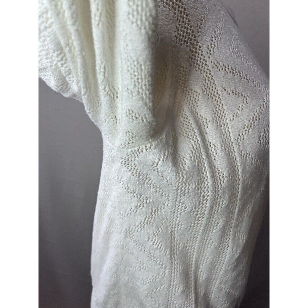 JOIE Women's White Honeycomb Textured Cotton Knit Boxy Sweater Size L - Picture 6 of 10